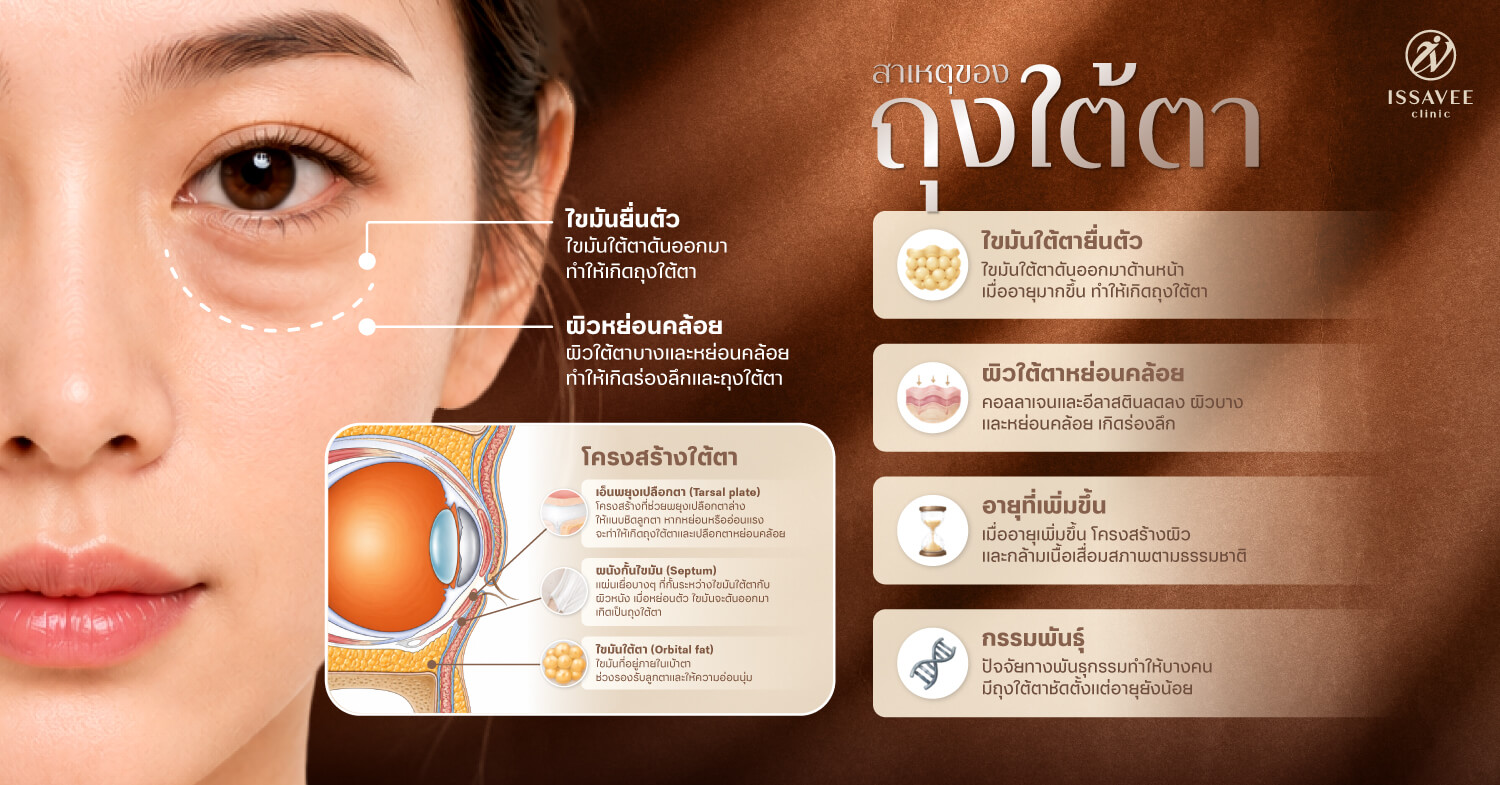 สาเหตุของถุงใต้ตาและไขมันตาล่าง