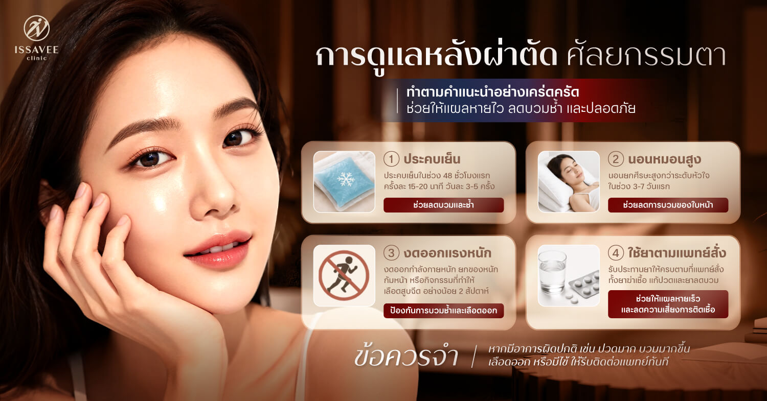 การดูแลหลังผ่าตัดถุงใต้ตาและข้อควรระวังเพื่อลดอาการบวมช้ำ